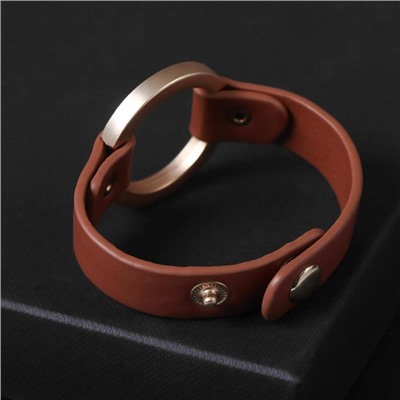 Браслет кожа «Помпеи» заклёпки, коричневый в золоте, 21 см