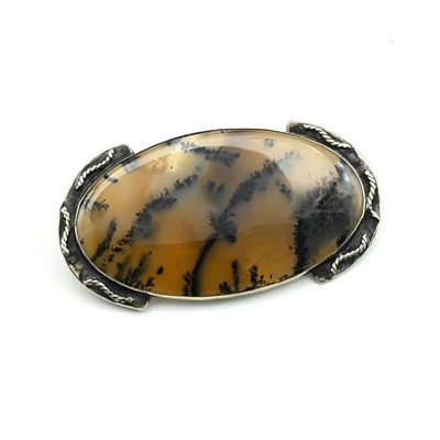 Брошь агат моховой "Овал"  57*30мм.