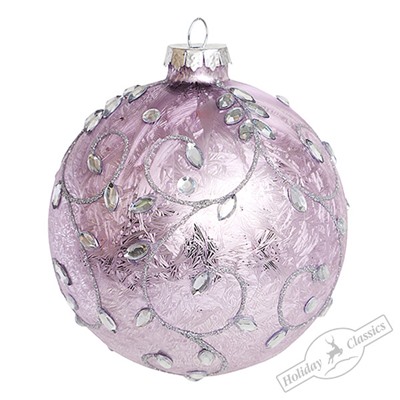 Шар "Капельки росы" сиреневый (стекло) 10 см