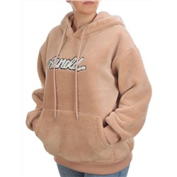 108 BEIGE Худи женское Тедди на флисе