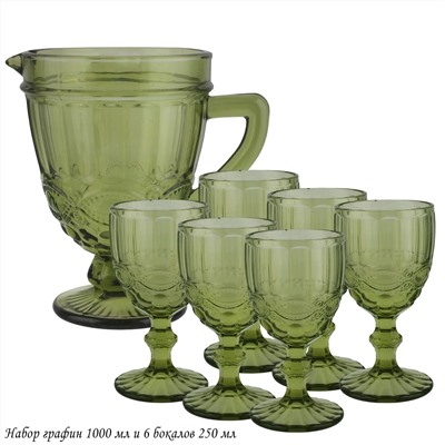 588-435 Набор графин и 6 бокалов 250 мл в под.уп.(х4) Зеленый