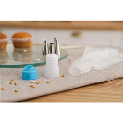 Набор кондитерский Доляна, 7 предметов: мешок 24 см, 6 насадок d=1.8 см, насадки и МИКС