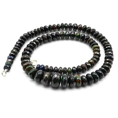 Колье натуральный опал черный, 45см, 30,6г