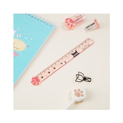Линейка 15см MESHU "Paw", пластиковая, тонированная, с блестками, европодвес