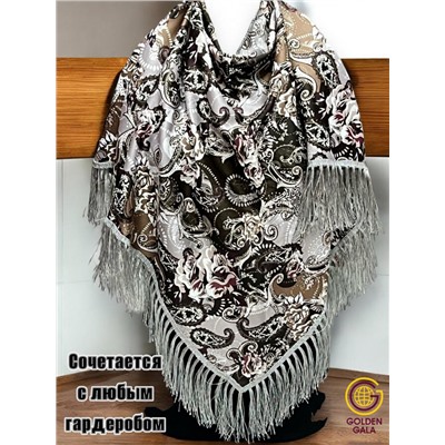 Косынка теплая на флисовой подкладке с бахромой Арт 2347/5