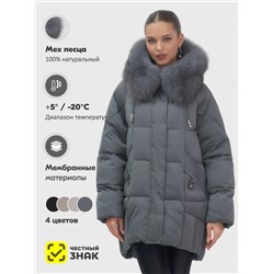 Куртка зимняя женская с мехом и капюшоном тренд темно-серого цвета 7660TC