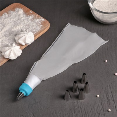 Набор кондитерский Доляна, 7 предметов: мешок 24 см, 6 насадок d=1.8 см, насадки и МИКС