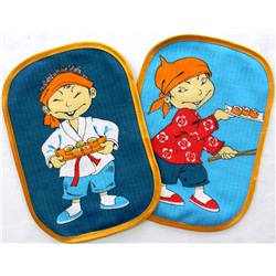 Набор кухонный из 6-ти предметов №11: полотенце кухонное, фартук, 2 варежки, 2 прихватки Бонсай