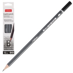 Карандаш ч/г B Hatber PERFECT шестигран.корпус BL_074187/12/Китай