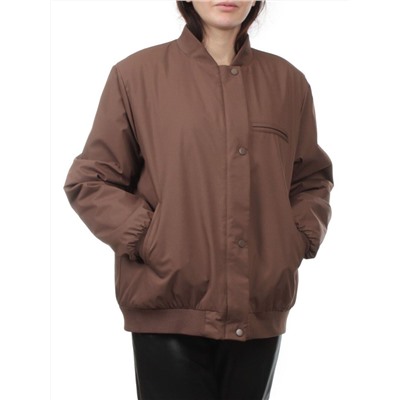 H24-608 BROWN Куртка бомбер демисезонная женская (100 гр. синтепон)