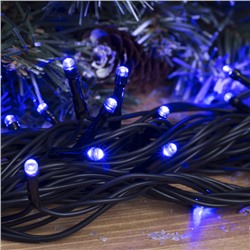 УЦЕНКА Гирлянда «Нить» 10 м, IP44, УМС, тёмная нить, 100 LED, свечение синее, мерцание белым, 220 В