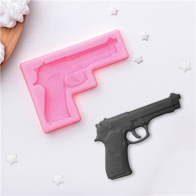 Молд для заливки «Пистолет», силикон, 11×7.5×1 см, розовый