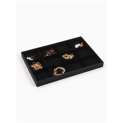 Подставка для украшений QF 12 ячеек, флок, 35×24×3, чёрная