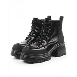 01-F591-1 BLACK Ботинки демисезонные женские (натуральная кожа, искусственная кожа)