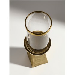 Подсвечник на 1 свечу «Буэно», керамика, стекло, d=7.5 см, золото, 9.5×9.5×29.5 см