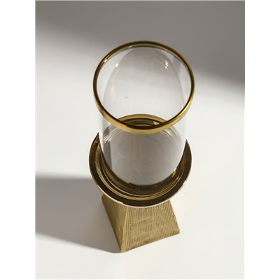 Подсвечник на 1 свечу «Буэно», керамика, стекло, d=7.5 см, золото, 9.5×9.5×29.5 см