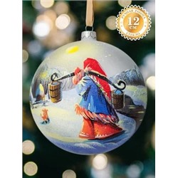 Елочный шар декорированный стеклянный "Девушка с коромыслом"
