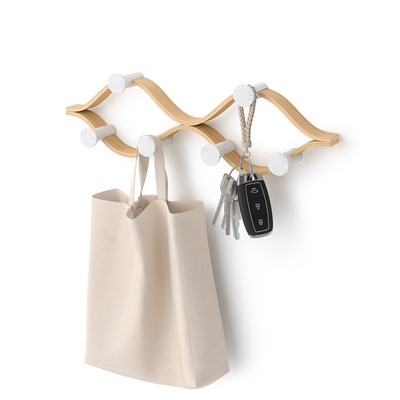 Вешалка настенная Montage, 6 крючков, натуральное дерево/белая