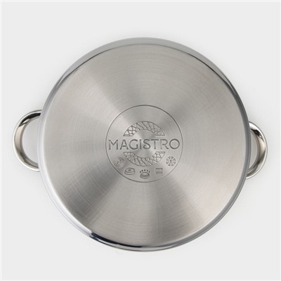 Кастрюля Magistro Grande, 5.5 л, с крышкой, капсульное дно, индукция, нержавеющая сталь