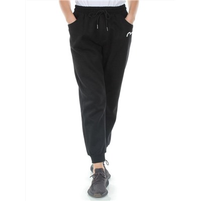 M029 BLACK Брюки спортивные утепленные женские (85% хлопок, 10% полиэстер, 5% спандекс)