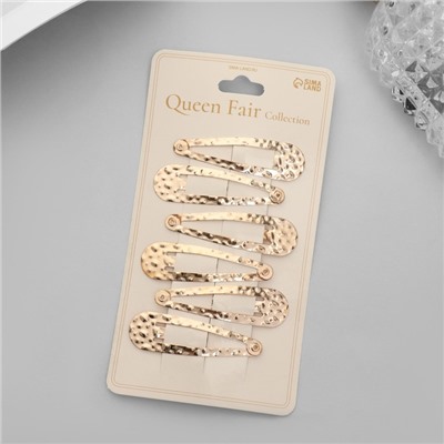 Невидимки для волос «Ажурная», набор 6 шт., 5 см, золото