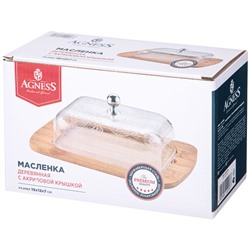 МАСЛЕНКА AGNESS С ПЛАСТИКОВОЙ КРЫШКОЙ 19*12*7 СМ (КОР=24ШТ.)
