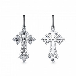 Крест из серебра литье с фианитом частичное чернение