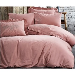 2 сп. Евро Комплект Постельного Белья Cotton Saten Elsa Şeftali Çift - EcoCotton