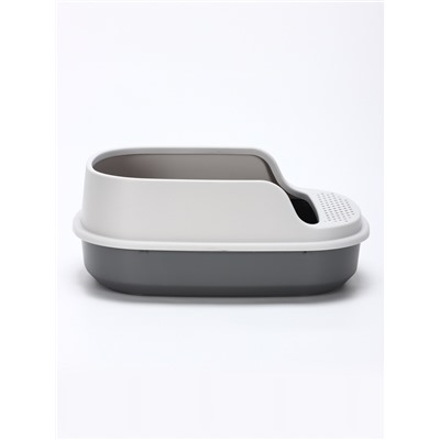 Лоток для кошек Фур-Мур 48×35,5 см с высоким бортом + совок Soft-touch, смоки