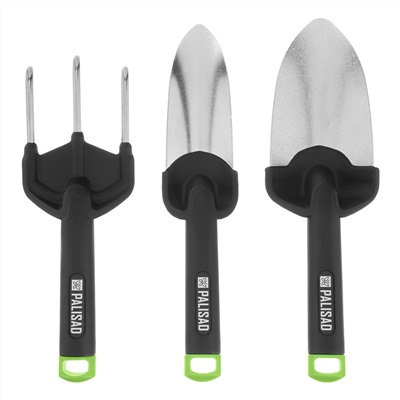 Набор садового инструмента, стальной, полипропиленовые рукоятки, 3 предмета, BASE Palisad