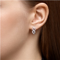 Серьги с фианитом родированные серебро 925*