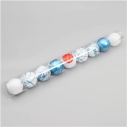 Ёлочные игрушки «Агнет» узоры, шары новогодние, d=6 см, набор 9 шт., МИКС