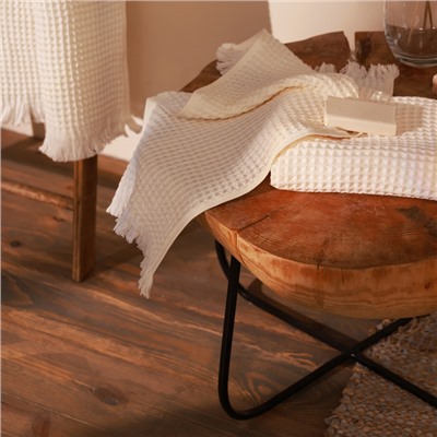 Полотенце вафельное SL HOME: Boho "Айвори" 90х150 см, 100% хлопок, 300 г/м2