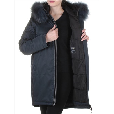 E-1961 DK. BLUE Пальто женское с мехом Evcanbady
