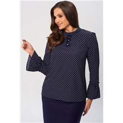 Блуза Lenata 11031 синий в белый горох