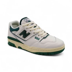 Кроссовки из натуральной кожи ВВ550 бело зеленые п/п