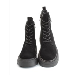 04-M3-1477 BLACK Ботинки зимние женские (натуральная замша, натуральный мех)