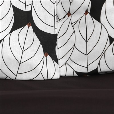Постельное бельё Этель дуэт "Black leaves" 143х215 см 2 шт, 220х240 см, 70х70 см 2 шт, поплин, 125 г/м2