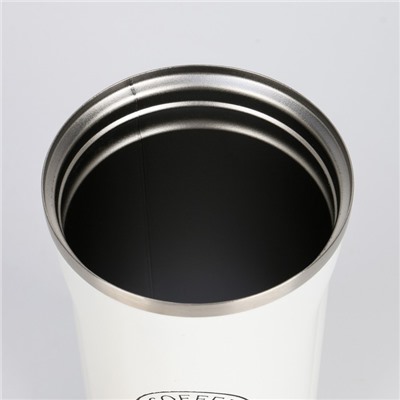 Термокружка Мастер К Original Coffee, 500 мл, сохраняет тепло 10 ч, нержавеющая сталь, белая