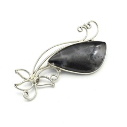 Брошь агат моховой 63*28мм.