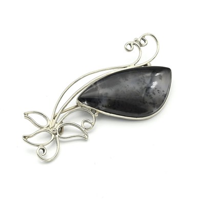 Брошь агат моховой 63*28мм.