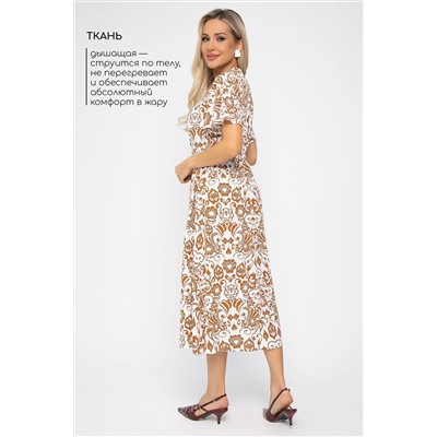 Платье Иоланда (бело-коричневое) П13678-5М