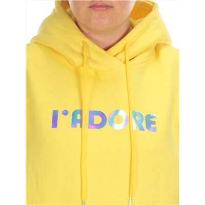 KD713 YELLOW Худи женское на флисе разм+ер свободный 50-52