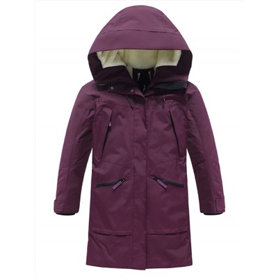 Парка зимняя женская с капюшоном бордового цвета 9538-1Bo