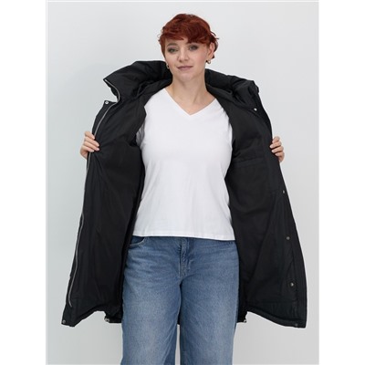 Куртка зимняя женская с капюшоном модная черного цвета 7341Ch