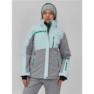 Гоннолыжная куртка женская зимняя голубого цвета 709Gl