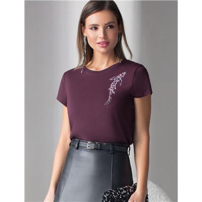 Нарядная футболка с блестящим принтом пайетками