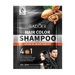 Оттеночный шампунь для восстановления цвета с Аргановым маслом Sadoer, 25 мл. Цвет: НАТУРАЛЬНЫЙ ЧЕРНЫЙ