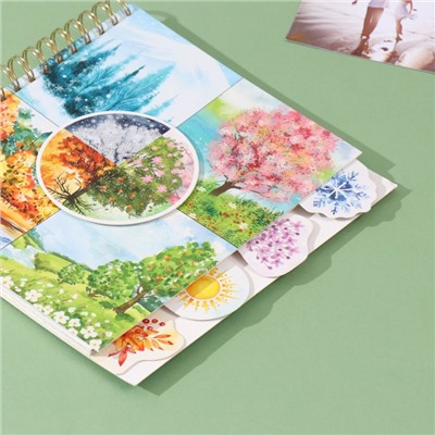 Фотоальбом на спирали 20 листов «Время года», объёмный элемент и 4 вкладки, 24×24 см