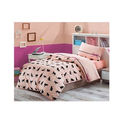 1 сп. Комплект Постельного Белья Tek Kişilik Cats Pudra